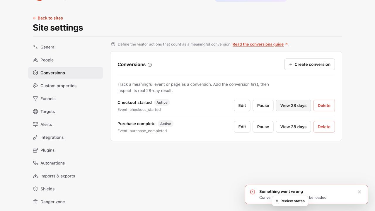 Premely conversion results view showing totals and conversion rate for the selected period.
